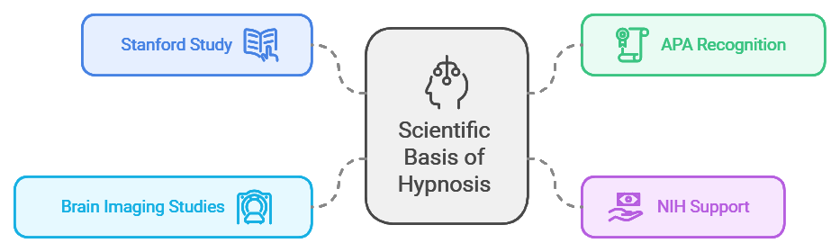 Graphic indicating different Scientific basis anf Hypnosis