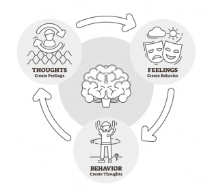 Graphic representing the thought emotion behaviour cycle