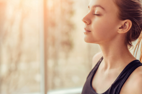 A girl practicing mindfulness by focussing on her breath