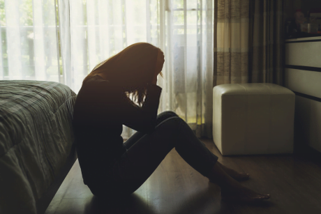 Girl struggling every morning feeling depressed