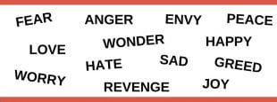 Word cloud for different emotions