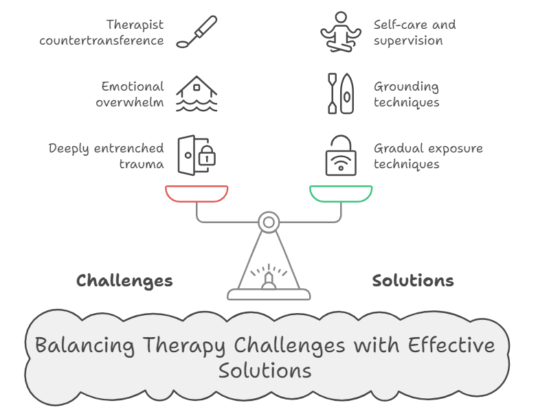 infographic on how to balance challenges and solutions in emotional release therapy