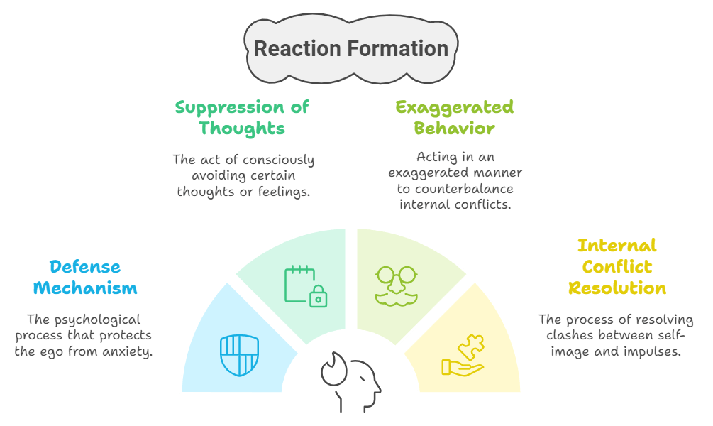 process representing the defense mechanism of reaction formation