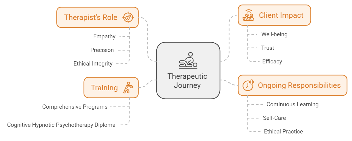 Infographic representing the Therapeutic journey for effective emotional release both for therapists and clients