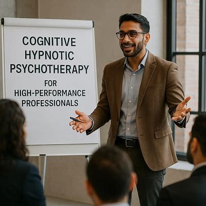 Instructor teaching cognitive hypnotherapy techniques to high-performance professionals and helps pilots reduce stress in a seminar setting.